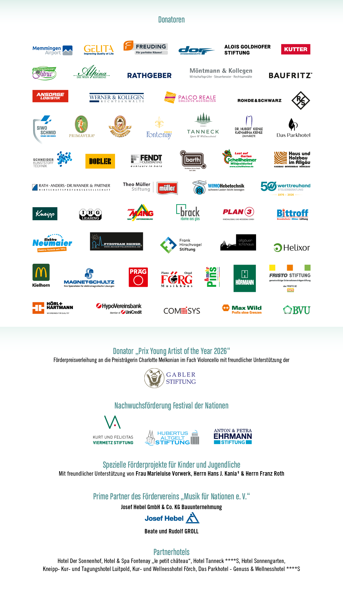 Festival der Nationen 2026 - Donatoren